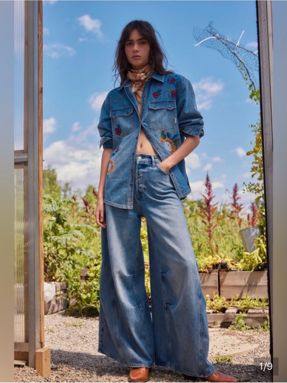 Free People/ We The Free Wide Leg Westward Demi Denim Jeans Size 25